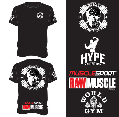 Muscle Asylum Sponsor Logos Shirts
